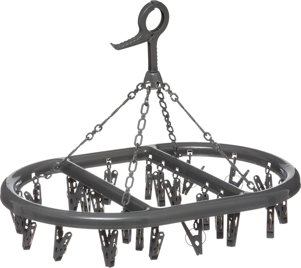 5Five droogcarrousel met 24 kunststof knijpers - Ovaal 45 x 33 cm