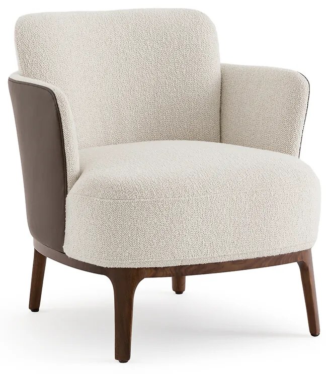 Fauteuil in notenhout en stof in 2 materialen, Jabote