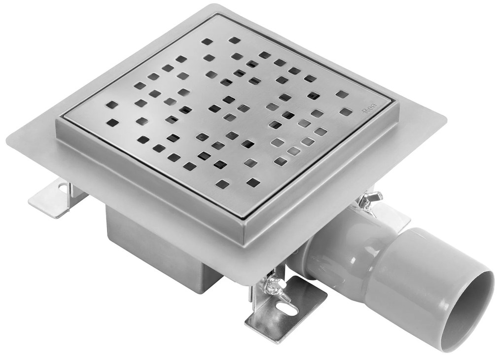 Lineaire afvoer REA DOTS Brush Steel 15x15