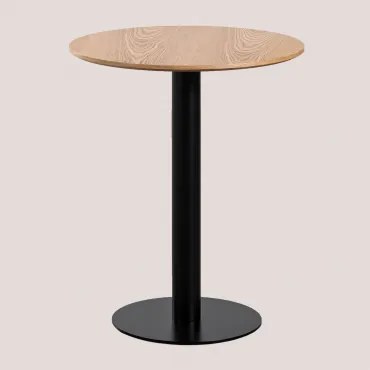 Ronde Barkruktafel Van Mdf Xiren Ø60 Cm & Natuurlijk Houtbruin - Zwart - Sklum