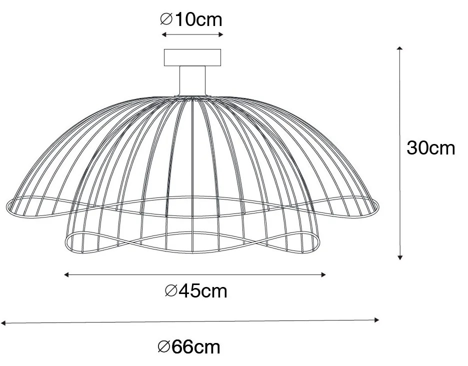 Smart plafondlamp met dimmer brons met dubbele kap 45cm incl. Wifi G95 - Pua Design E27 rond Binnenverlichting Lamp