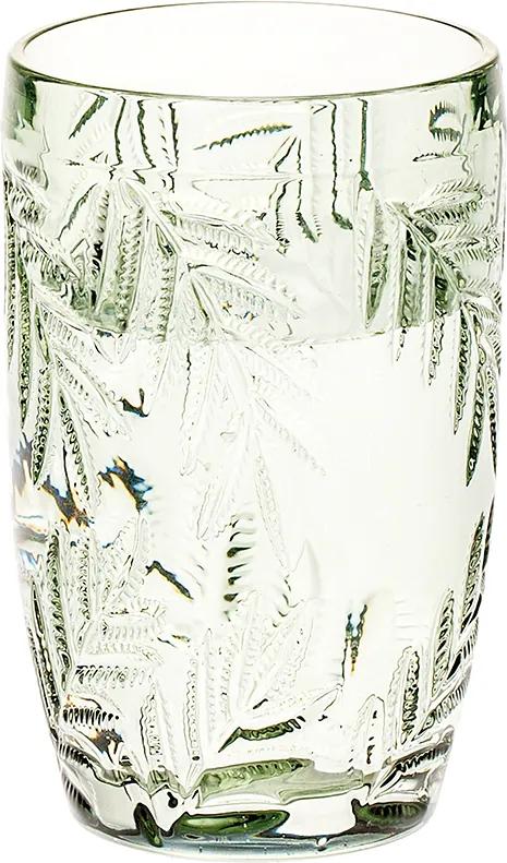 Waterglas Palm grijsgroen13cm