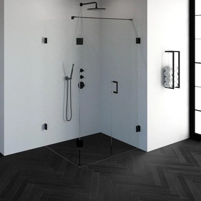 BRAUER Create douchecabine rechthoek 3-delig 90x120cm profielloos met antikalk en 8mm veiligheidsglas zwart mat 4JC10-90X120A