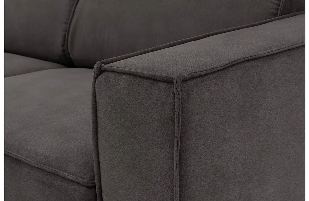 Goossens Hoekbank Hercules donkergrijs, microvezel, 2,5-zits, modern design met chaise longue links