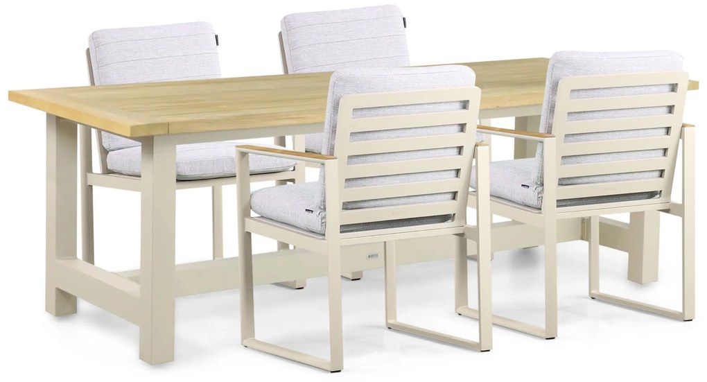 Tuinset 4 personen 200 cm Aluminium/teak Taupe Lifestyle Garden Furniture Faro/San