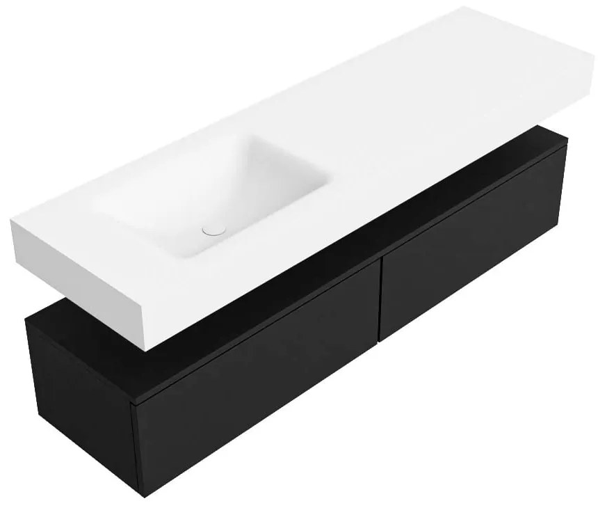 Zaro Alan badmeubel 160cm urban 2 lades met vrijhangende wastafel cloud links 1 kraangat talc