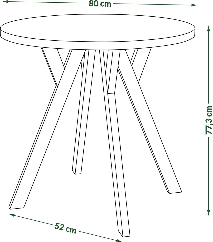 ALMO 80 Eiken Artisan / beige poten – ronde tafel met Y-poten, loft/industrieel voor keuken, woonkamer en eetkamer