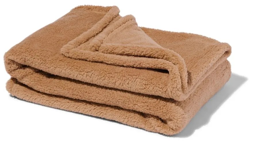HEMA Woonplaid Teddy 130x150 Bruin (naturel)