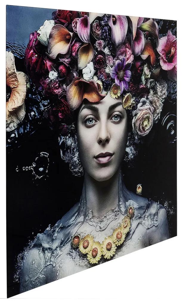Kare Design Flower Art Lady Glas Portret 120x120 Cm