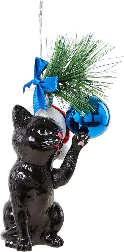 Kurt Adler Zwarte kat kersthanger 14 cm