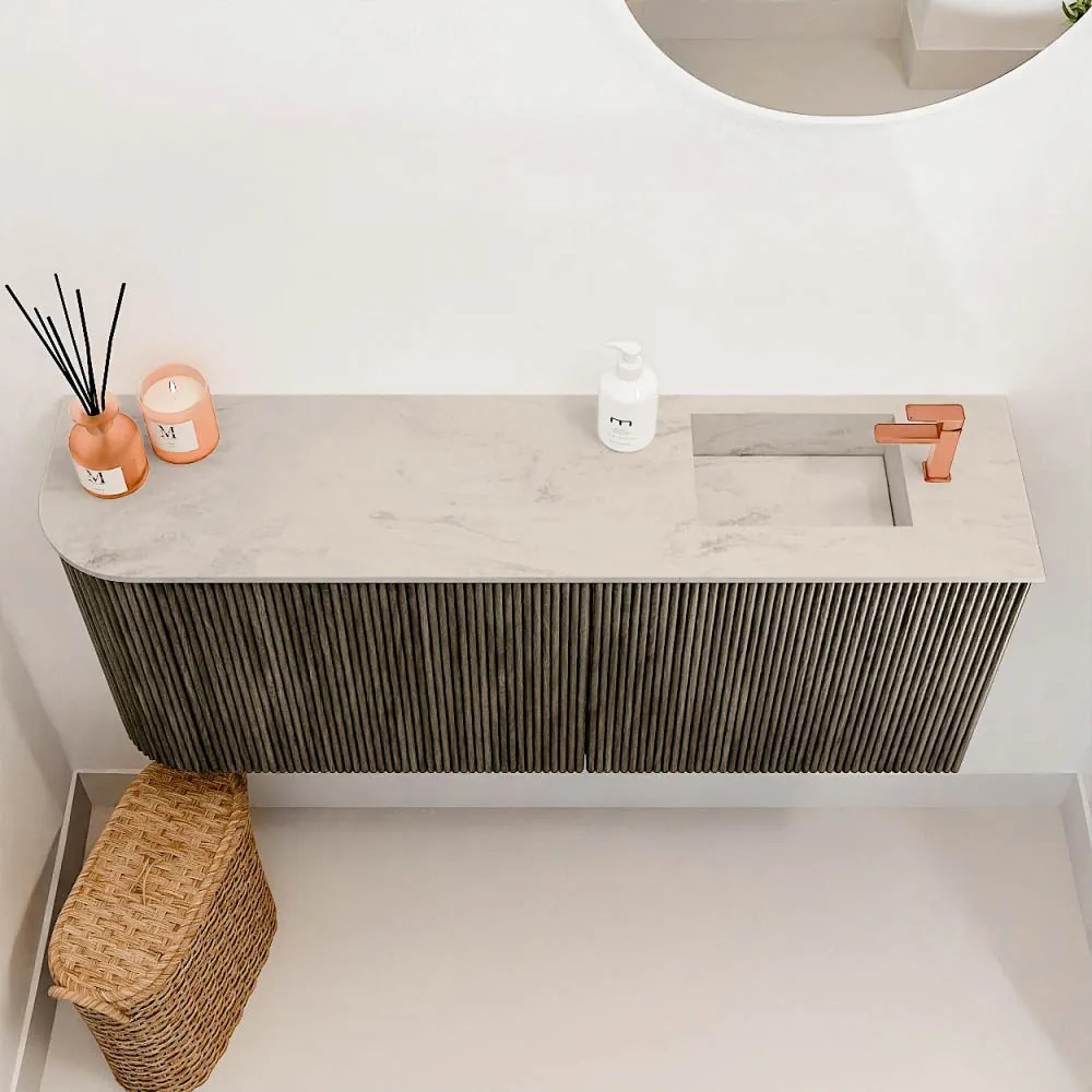 Mondiaz Joya DLux 100cm toiletmeubel ronding links shadow met wastafel faye rechts 1 kraangat opalo