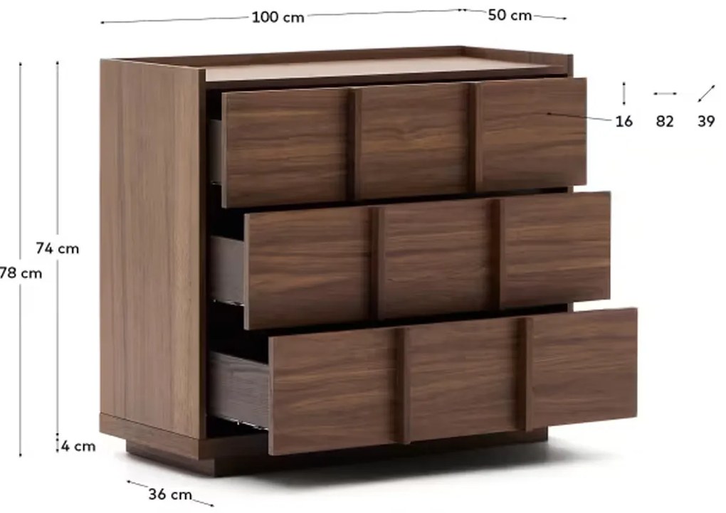 Kave Home Onix Walnoot Ladenkast Japandi - 100x50x78cm.
