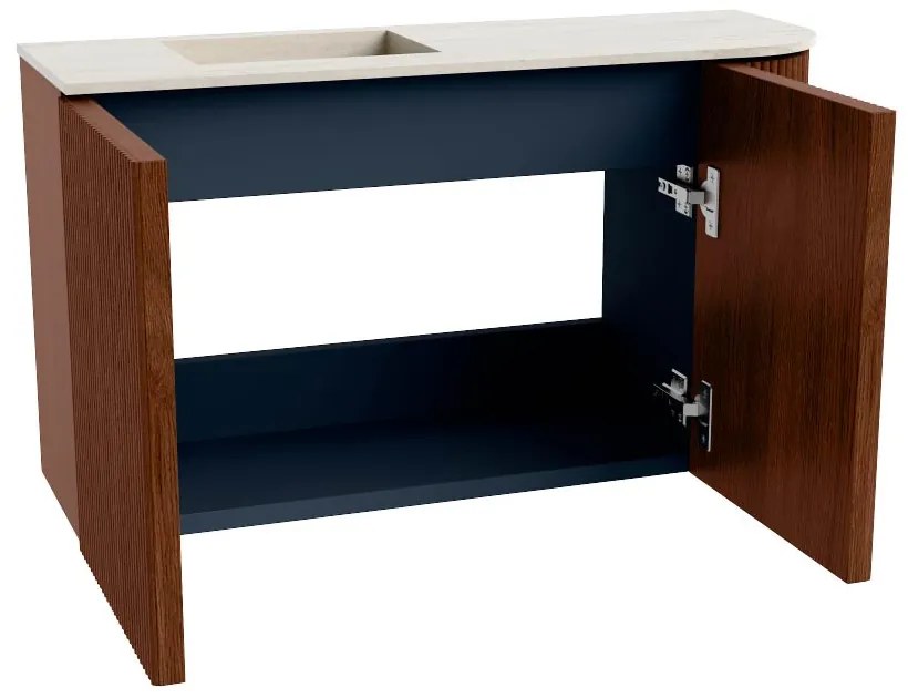 Mondiaz Joya DLux 70cm toiletmeubel ronding rechts ruby met wastafel faye links 1 kraangat meli
