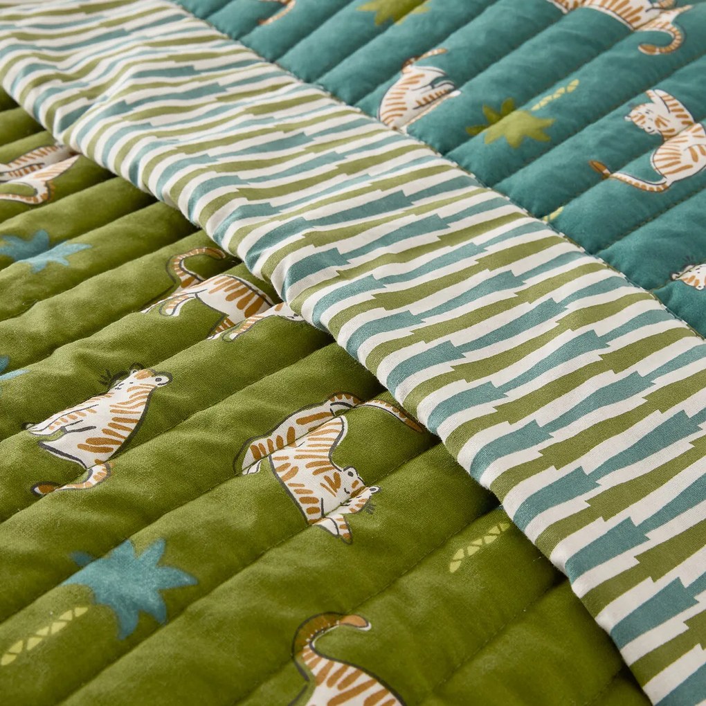 Gewatteerd bedsprei met tijgerprint, van gewassen katoen, ANOKI