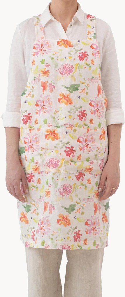 Linnen schort Crossback Wildflower Flow
