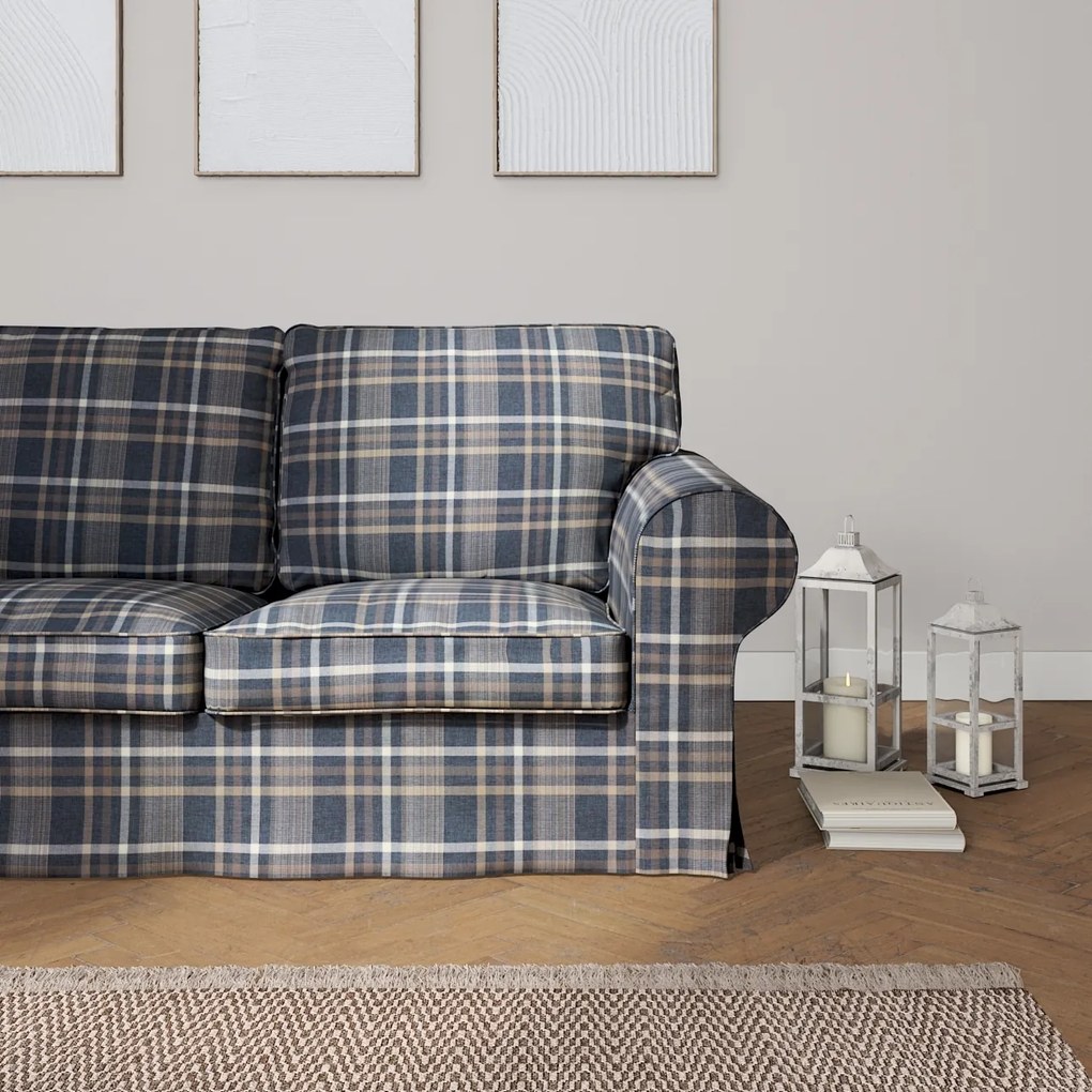Dekoria IKEA hoes voor Ektorp 2-zits slaapbank - NIEUW model, bruin- blauw