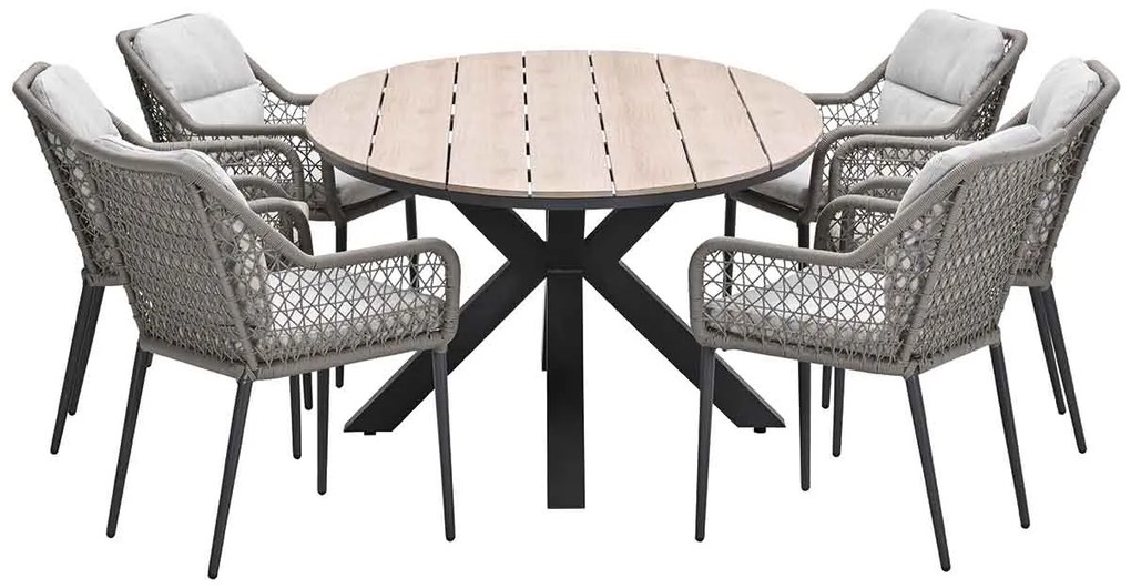 Garden Impressions Pemba tuinset 7-delig - Tulli tuintafel 220x115xH75 cm - light teak vironwood