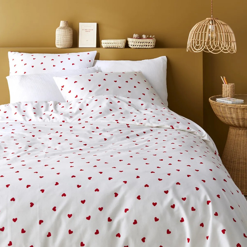 Bedset 50% gerecycled katoen, rechthoekig kussensloop.Scacco rood