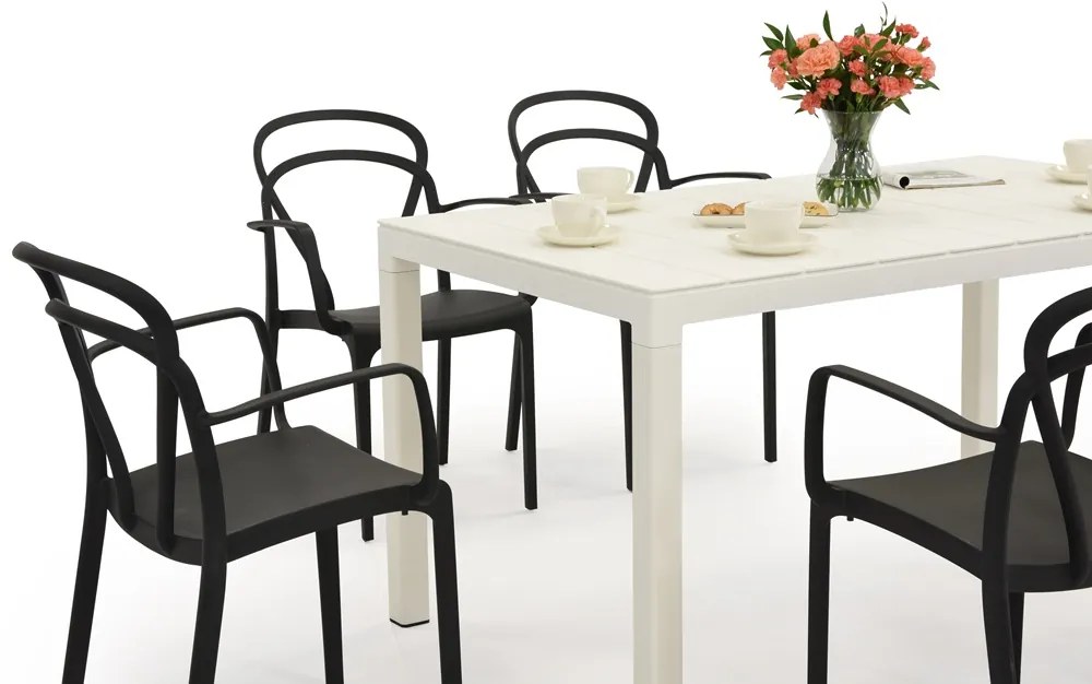 King/Vague wit en antraciet tuinmeubelset voor 6 personen Bica