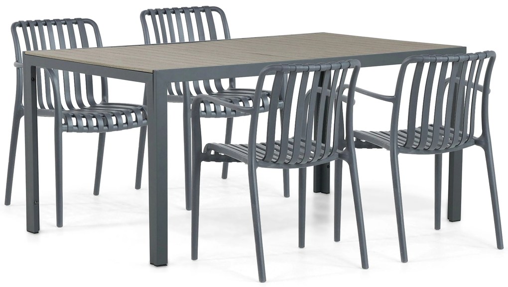 Tuinset 4 personen 160 cm Kunststof Grijs Domani Furniture Vento/Solare