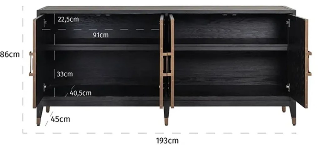 Richmond Interiors Bloomville Design Dressoir Leer - 193x45x86cm.