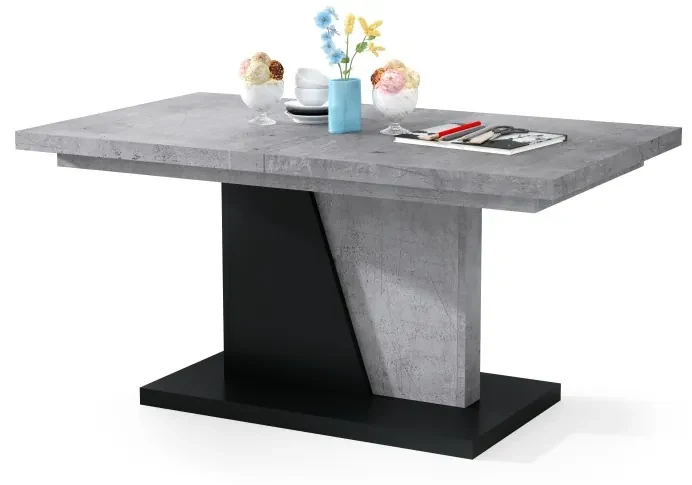 Mazzoni GRAND NOIR beton / zwart, uitschuifbare tafel