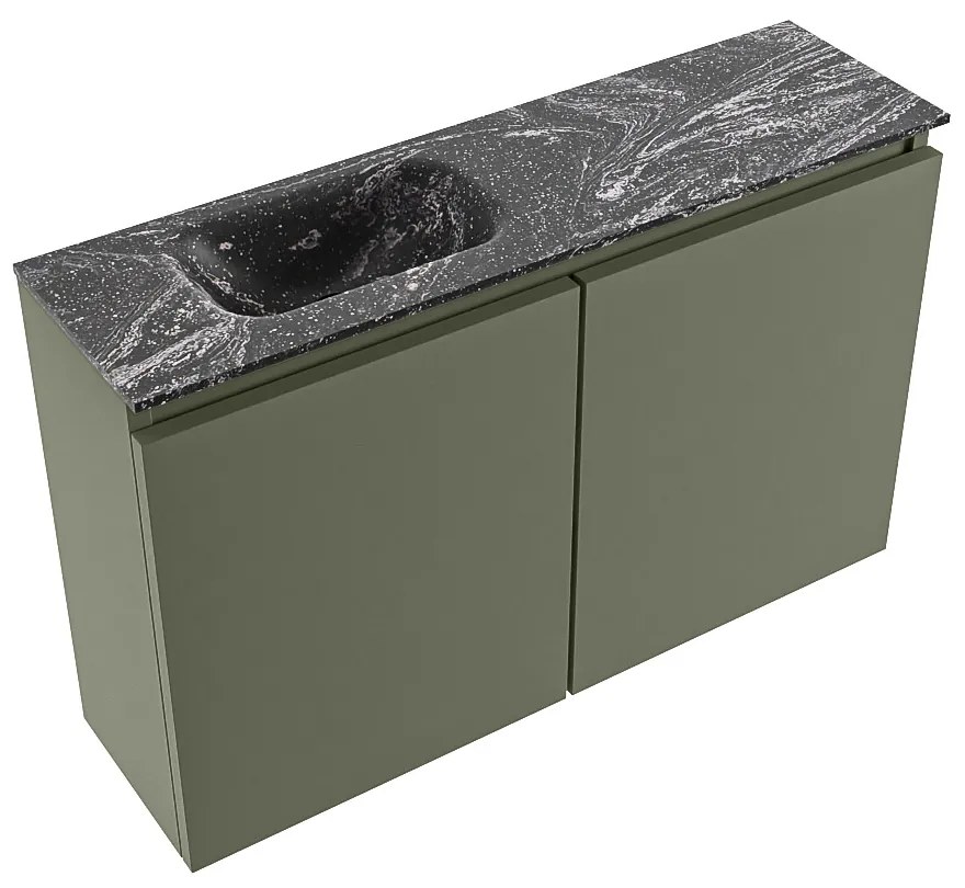 Mondiaz Ture DLux toiletmeubel 80cm army met wastafel lava links met kraangat