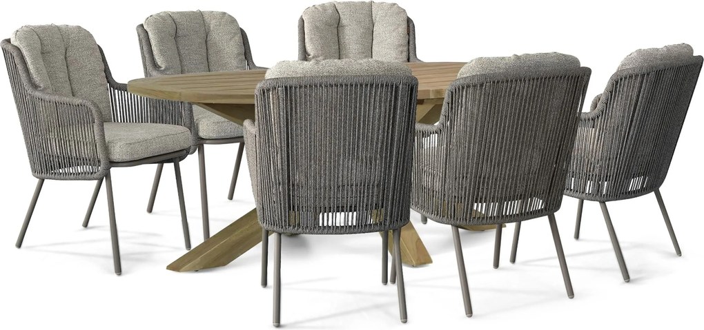 Tuinset 6 personen 240 cm Rope Taupe Santika Furniture Santika