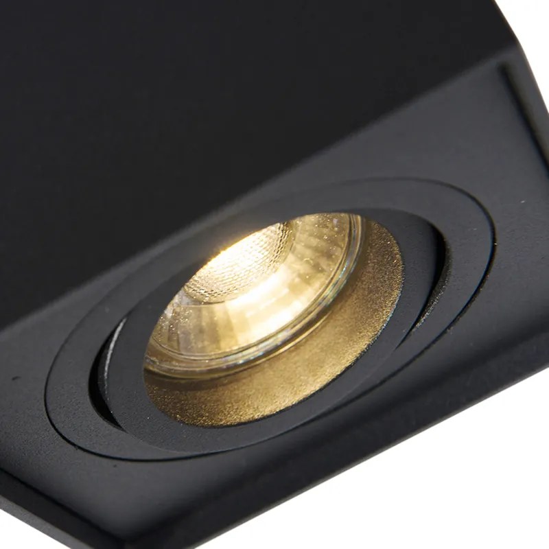 Moderne opbouwSpot / Opbouwspot / Plafondspot zwart draai- en kantelbaar - Quadro 1 Up Design, Modern GU10 vierkant Binnenverlichting Lamp
