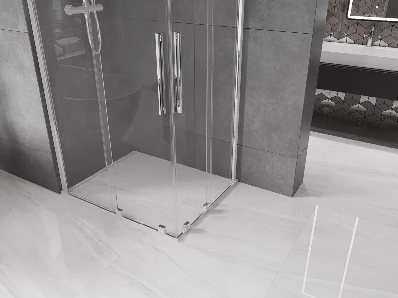 Mexen Velar Duo schuifdeur douchecabine 90 x 80 cm, transparant, chroom - 871-090-080-02-01