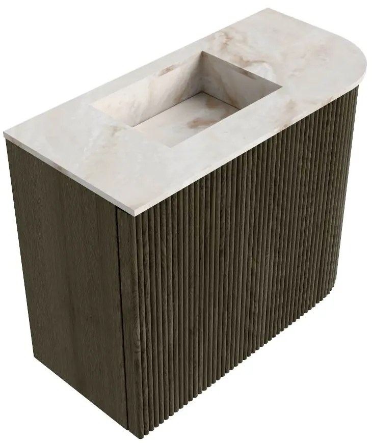 Mondiaz Joya DLux 50cm toiletmeubel ronding rechts shadow met wastafel faye links zonder kraangat frappe
