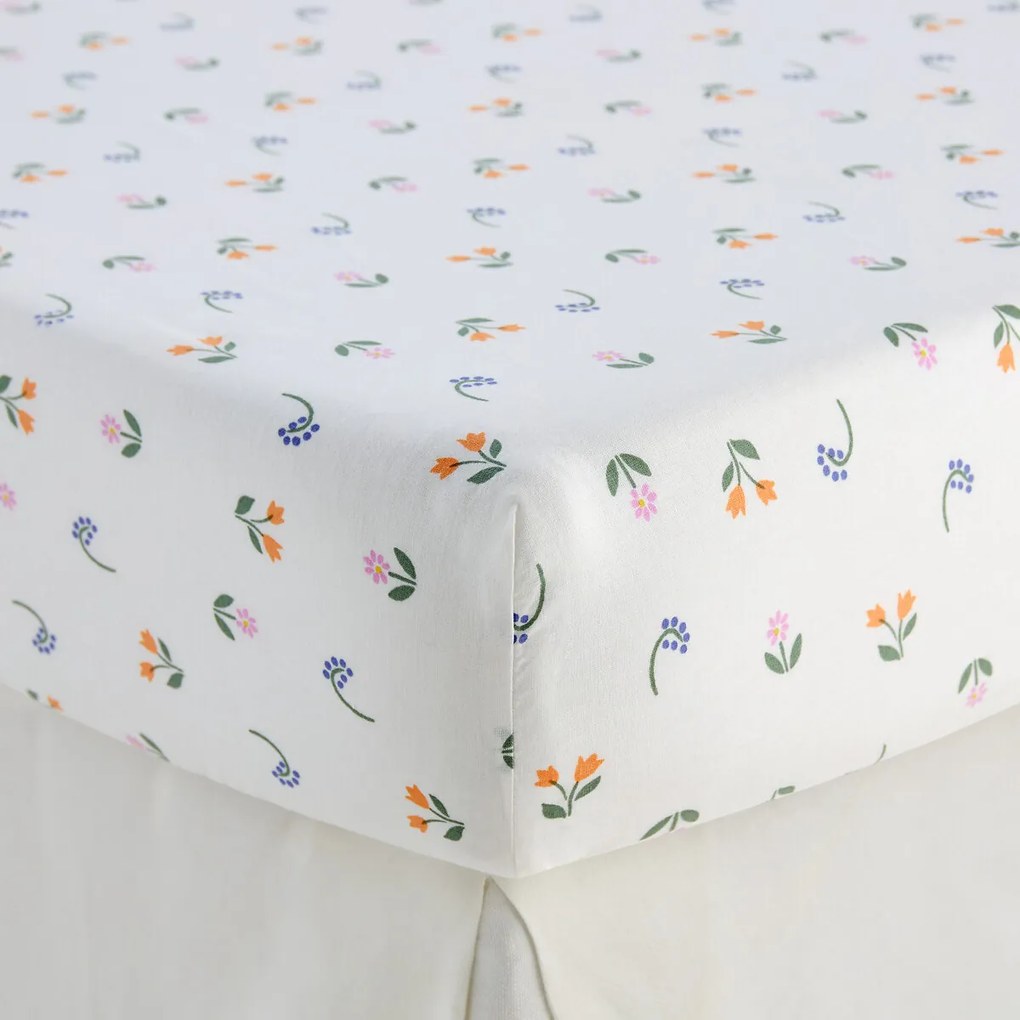 Hoeslaken voor kinderen, 50% gerecycled katoen, kap van 25 cm, eenhoornprint, TAMILA