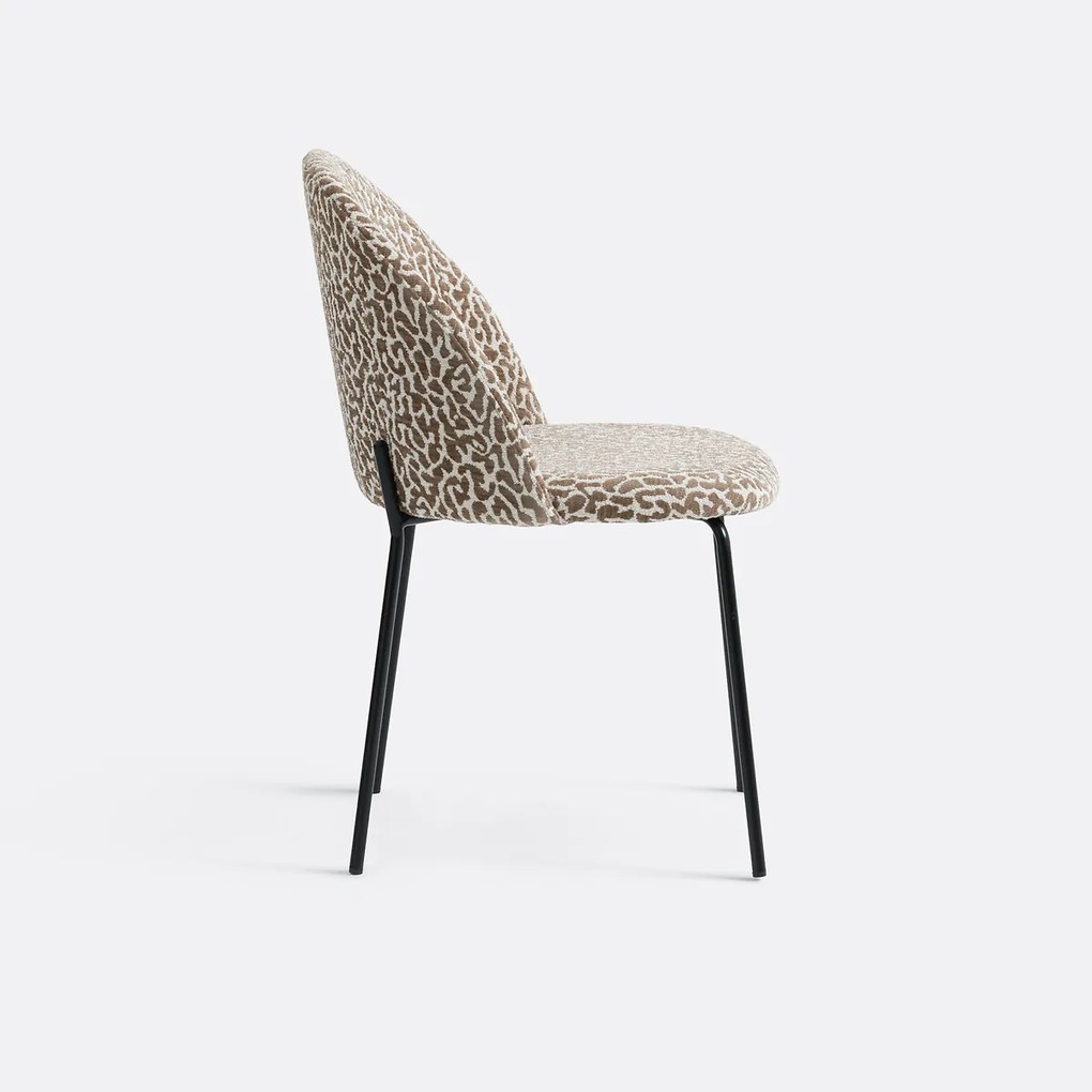 Stoel in bouclé stof met luipaardprint, Nordie