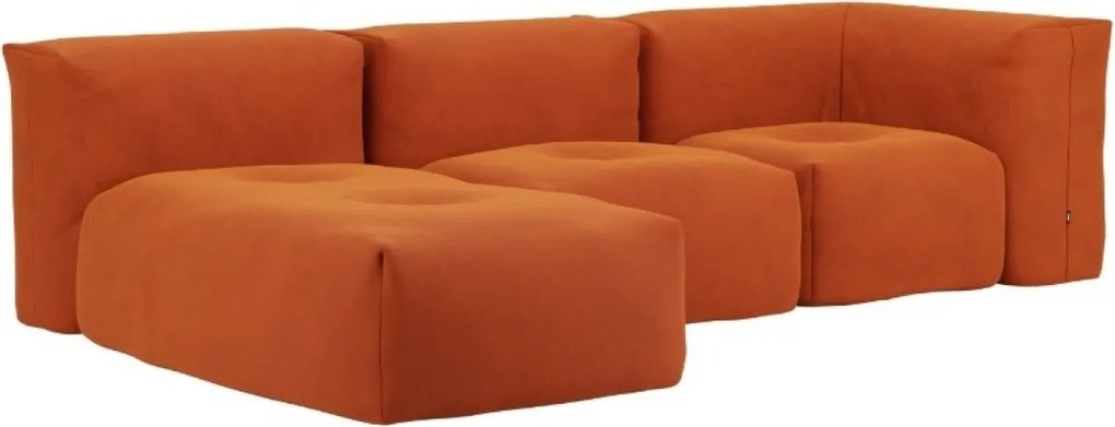 Soft Zitzak Indoor 3 Seater + Lounger - Orange Jaquard