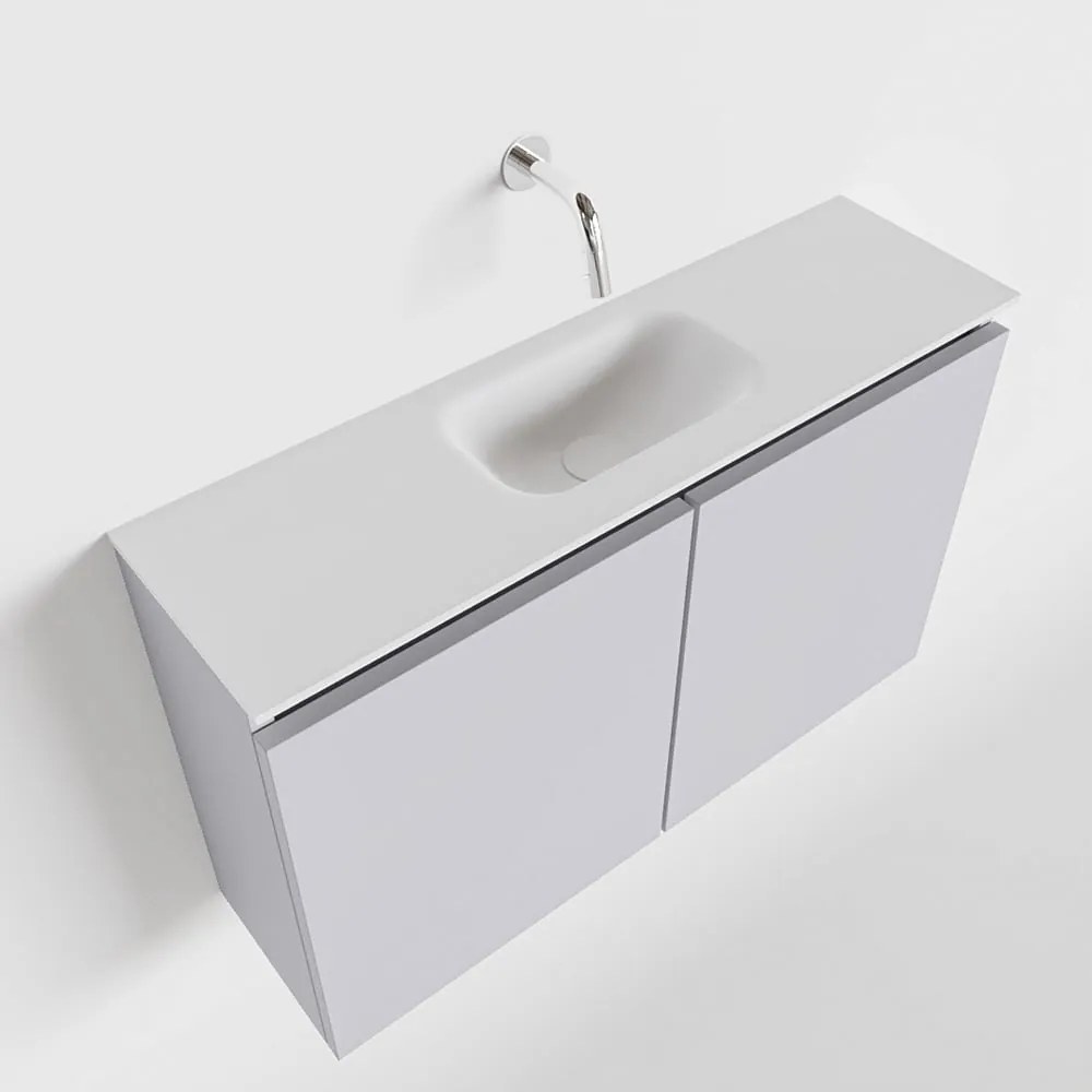 Mondiaz Ture 80cm toiletmeubel cale met wastafel talc midden geen kraangat