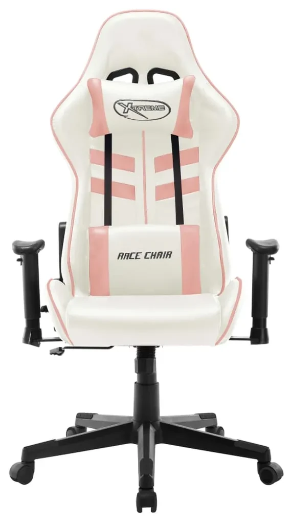 vidaXL Gamestoel kunstleer wit en roze