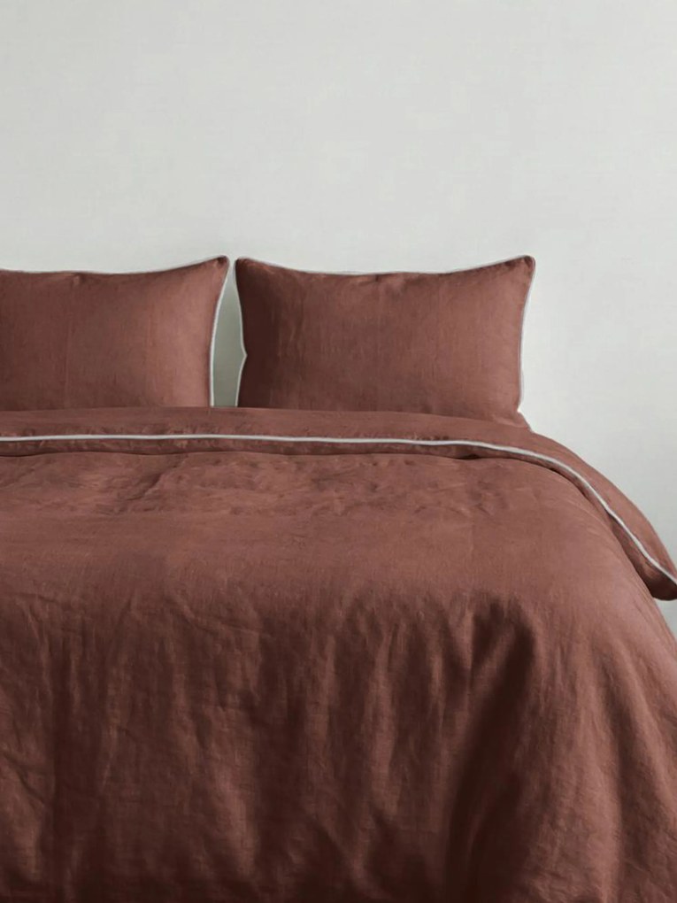 Linnen dekbedovertrekset Chocolate White, 2-delig