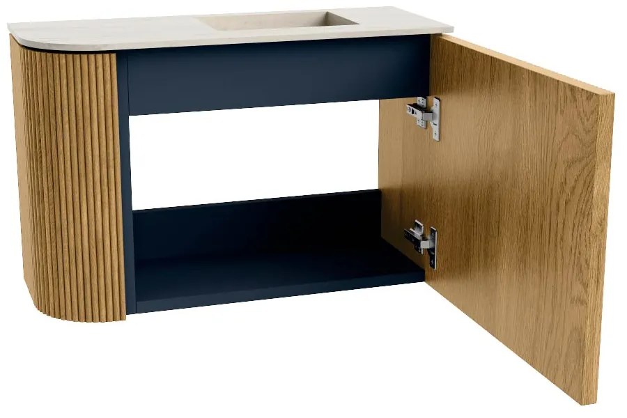Mondiaz Joya DLux 60cm toiletmeubel ronding links oak met wastafel faye rechts 1 kraangat meli