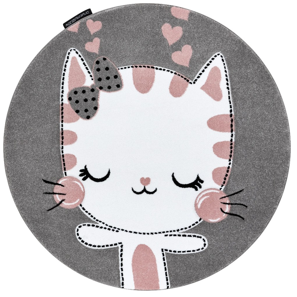 Tapijt PETIT KITTY kat poes poesje ROND grijskleuring