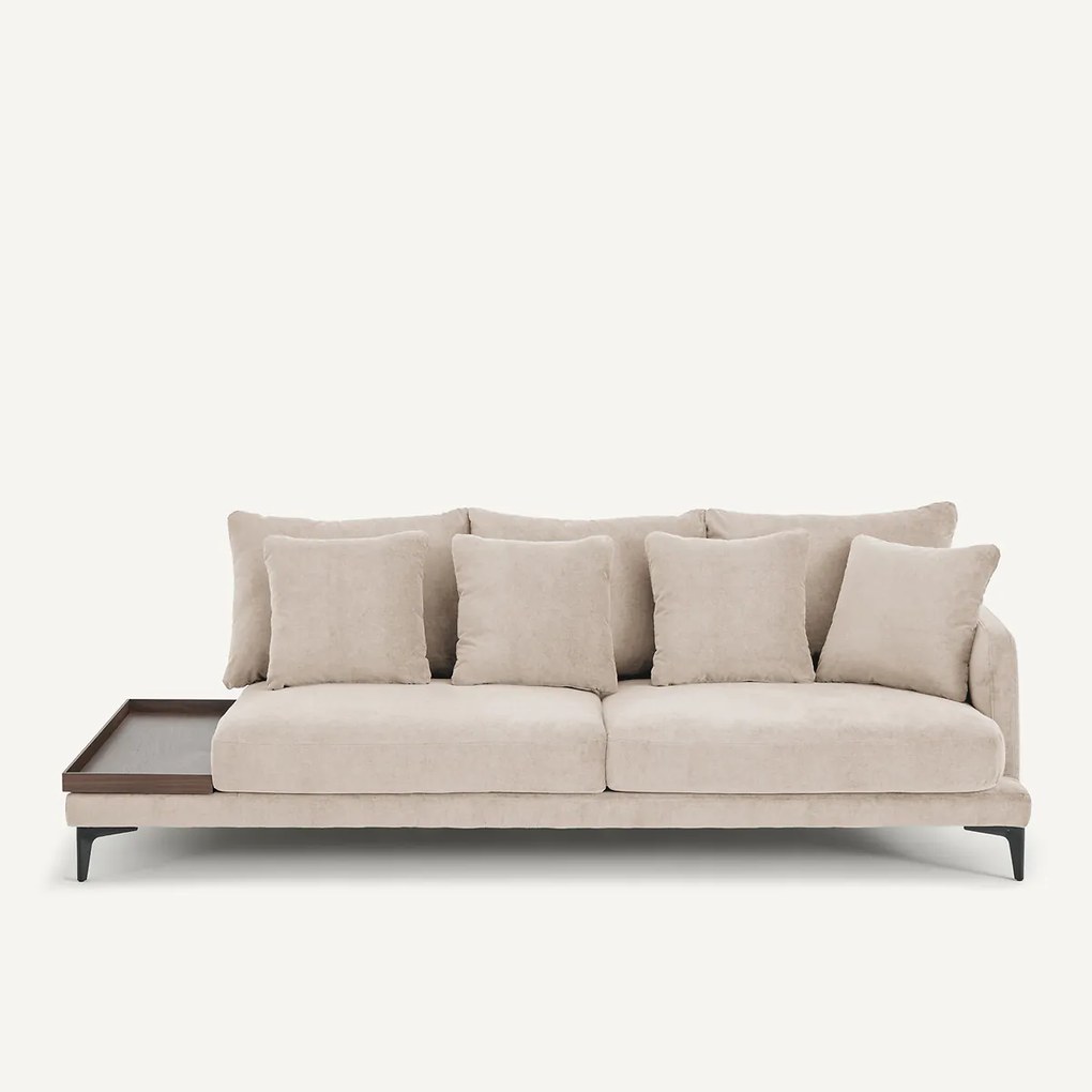 Halve bank met tafelblad van stoned fluweel, MODERNISTE