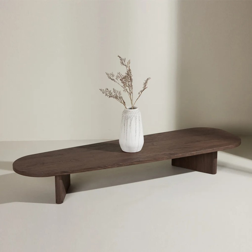 Lange Organische Salontafel Mocca - 55 X 180cm.