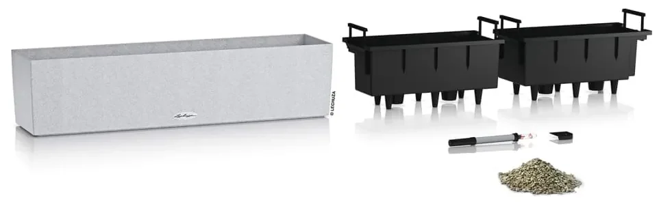 LECHUZA Plantenbak BALCONERA Stone 80 ALL-IN-ONE kwartswit