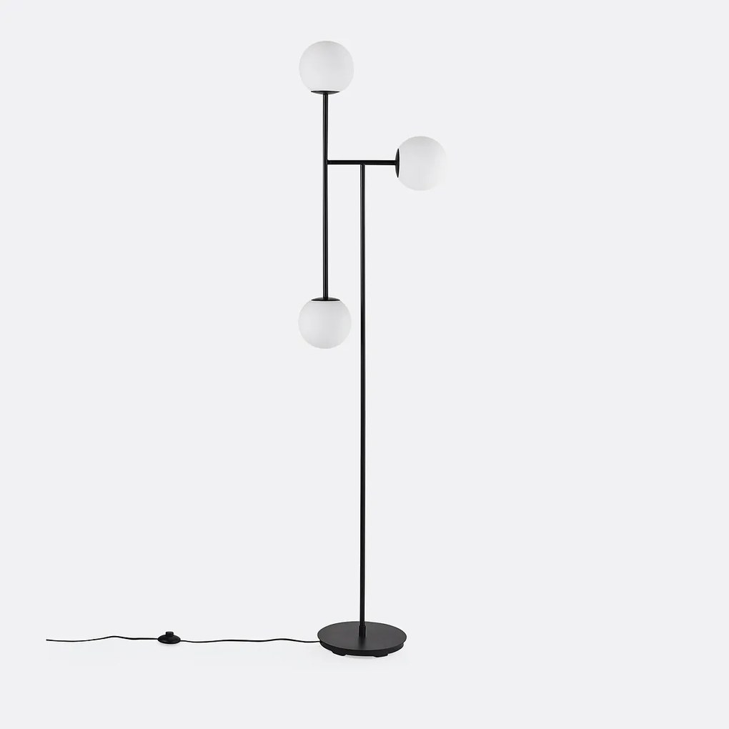 Voetlamp in metaal en opaline glas, Atea