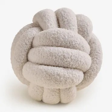 Ibona Rond Schapenvacht Kussen Ø25 Cm Chenille White - Sklum