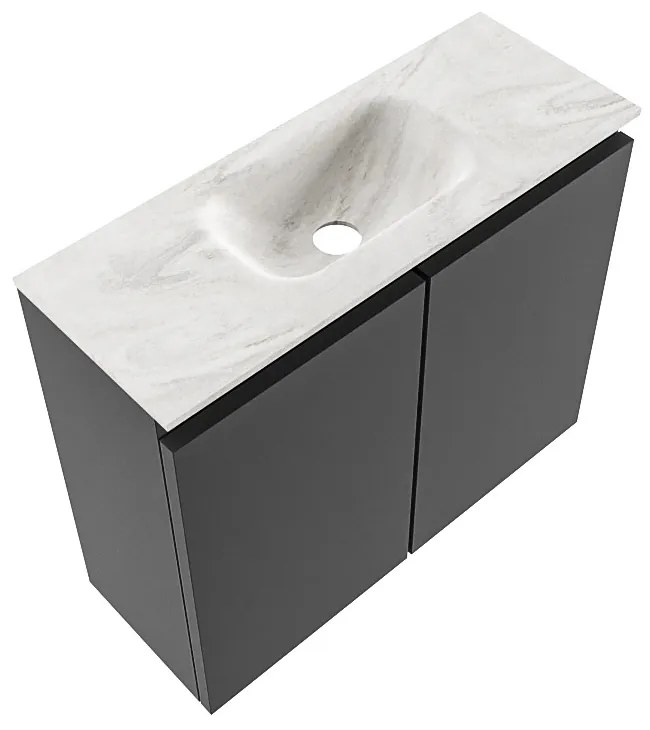 Mondiaz Ture DLux toiletmeubel 60cm dark grey met wastafel ostra midden met kraangat