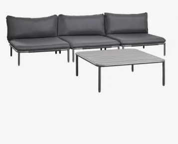 Tuinset Met 3-delige Modulaire Bank En Salontafel Van Roubly-staal Grijs – Grafiet - Sklum