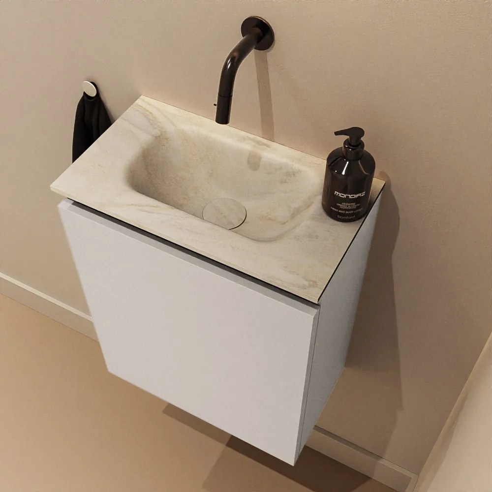 Mondiaz Ture DLux toiletmeubel 40cm linen met wastafel ostra midden zonder kraangat