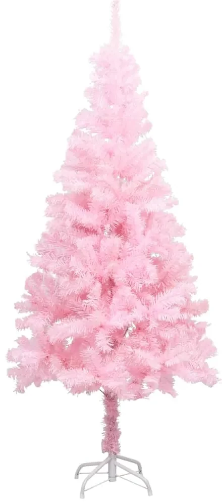 vidaXL Kunstkerstboom met LED's en kerstballen 180 cm PVC roze