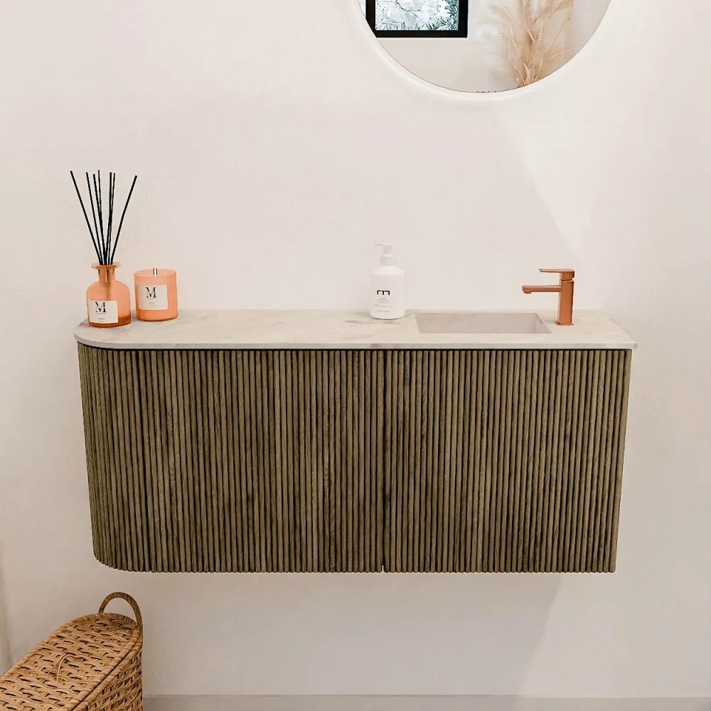 Mondiaz Joya DLux 90cm toiletmeubel ronding links dusk met wastafel faye rechts 1 kraangat frappe