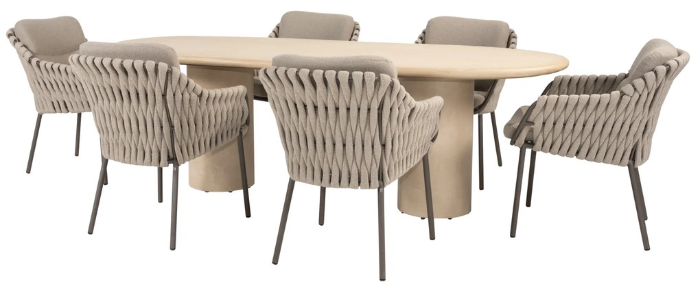 Hampton Montera dining tuinset 240x105xH75 cm 7 delig mortex terre 4 Seasons Outdoor